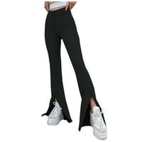 Ženski splitski prednji elastični viši struk elegantne bootcut duge hlače na radnoj hlačama pune dužine