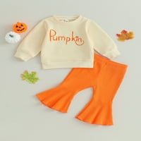 Sprifallbaby Toddler Girls Halloween Hallowene setovi s dugim rukavima Pismo Ispis dukserice Solid Boja
