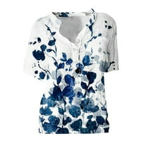 Plus veličine za čišćenje ljetnih vrhova za žene kratki rukav splitske majice Cvijet Ispis Elegantne