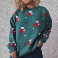 Ženski džemperi, božićno drvce zadebljane dame casual tiska dugih rukava okrugli vrat pulover Duks Top