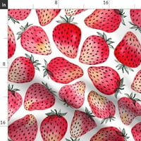 Pamučni sateen stol trkač, 108 - Voće ploča Crvena ružičasta hrana Ljeto voće Strawberries Farmhouse