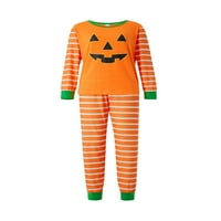 Porodica Pudcoco Halloween pidžama, Halloween stripe bundeve print okrugli vrat dugih rukava + duge