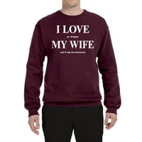 Ljubav moja žena pušta mi da lovim lov unise grafički džemper, maruon, srednje