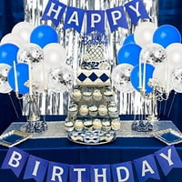 Plavi i srebrni ukrasi za rođendan za dječake Sweet Sixestero rođendanska zabava Plavi sretan rođendan