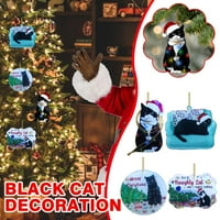 Crni CAT božićni ukras, božićno drvce Xmas ukrasi drveća, ukrasi za viseći automobil za ruke za Xmas