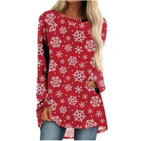 Lenago ženske vrhove casual dugih rukava okrugli vrat na vrhu labave bluze božićne majice od tiskanih