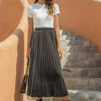 Ženski visoko elastični struk baršun midi dugačka ljuljačka ruffled suknja