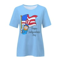 4. jula Ljetni vrhovi za žene Ležerne prilike sažetak kratkih rukava Slobodne fitne majice Trendy American