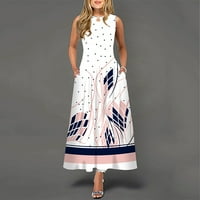 Žene ljetne haljine za žene A-line haljina Datum Ležerne dužine gležnja okrugla izrez cvjetni ružičasti
