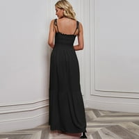 Ljetne haljine za žene bez rukava čvrstoće dužine gležnja maxi halter haljina crna xl