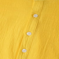 Colisha muški vrhovi štand ovratnik ljetne majice kratki rukav majica casual gumb dolje bluza žuta s