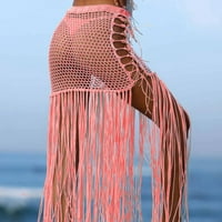 Ženske suknje Fringed suknja Solidana Split Hollow Ženska suknja za žensku suknju od plaže od pupljene