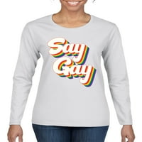 Recite gay retro vintage dugin lgbt ponos ženska grafička majica dugih rukava, bijela, xx-velika