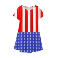 Caveitl Godinama Dječja dječja djevojaka Dan nezavisnosti Modni slatka kratka rukava zvjezdana haljina