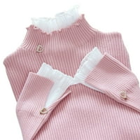 Džemper za dno ružičastog ovratnika Lažna glava čipke ruffle top plamene rukave