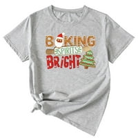 BOKING SHIRITS Svijetlo slovo za ispis za žene kratki rukav smiješni odmor Tee Santa Tree Grafička majica