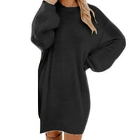 Cleance ženske haljine žene zimski džemper pletene turtleneck topli džep dugih rukava mini džemper haljina