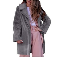 SoftMallow Jackets za žene, dame casual moda čvrsta boja Fau plišana topla jakna kaput zimski kaputi
