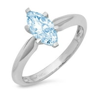 1.5ct Marquise rez plavi simulirani dijamant 18k bijelo zlato graviranje izveštaja godišnjice Angažovanje