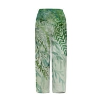Ženske jesenske hlače Ležerne i udobne ispisane modne hlače za noge Green XXL