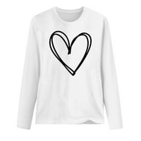 Ženske košulje s dugim rukavima za valentinovo majice slatke vrhove, majice za srce, udoban pulover