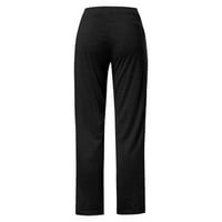 Žene jesenski zimski čvrsti široki nogovi sportski labavi ležerne pantalone hlače crne s