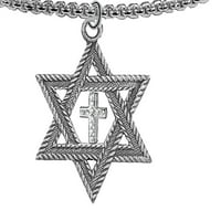 Mesianic Christian Antique Srebrna zvezda Davida sa srebrnim austrijskim kristalnim kristalnim kristalnom