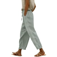 Žene Ležerne prilike visoke strukske hlače Kapri hlače sa džepovima široke noge obrezane hlače za žene
