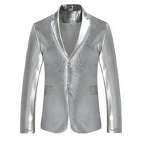 SNGXGN Muški odijelo Blazer jakne za vjenčanje Ležerne prilike za zabavu Muška odijela, srebrna, veličina