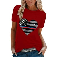 Gyujnb Ženske majice za žene Loase Fit Love Heart American Flag Majica za žene Spomen-Dnevne majice