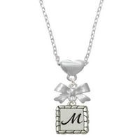 Delight nakit silvertone šljunčana granična inicijalna srebrna tona luk ogrlica za srce
