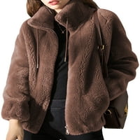 Leuncero Fuzzy Fleece kaput za žene Zimska topla zadebljana jakna Zip up jakna Cardigan odjeća sa džepom