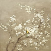 Bijeli cvjetovi trešnje i neutralni poster za poster za ptice otisak Danhui Nai
