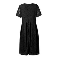 Gotyou haljine Ženska haljina čipke Čvrsta boja kratkih rukava V-izrez V-izrez Velika ljuljačka patentna