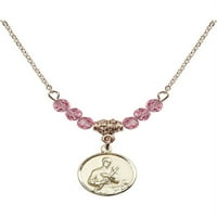 Ogrlica sa pozlaćenom zlatom Hamilton s ružičastog oktobra mjeseca rođenja kamena perle i šarm svetog