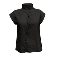 Ženski bluze s kratkim rukavima Punjeni vrhovi Ležerne prilike za odmor Crew Crct TEE crni s