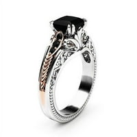 Black Square Diamond Princess prsten za angažman vjenčani prsten za žene za žene