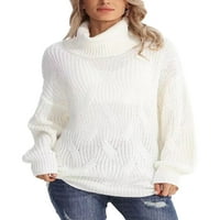 PUDCOOCO Ženski džemper za kornjače u boji pulover s dugim rukavima vrhovi pletiva padaju toplim pletenim
