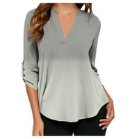 Xiuh ženska plus veličina tie-boje gradijentni šifon V izrez dugih rukava majica bluza ženske bluze