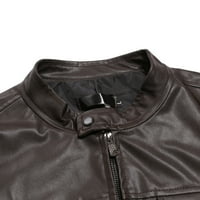 Tklpehg kožna jakna Muškarci dugih rukava kožna plus runo jakna, motociklistička jakna, topla kožna