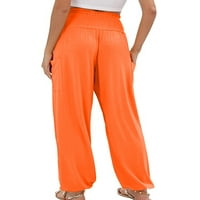 Sanviglor Women harem hlače Elastična struka Palazzo Pant Wide noge dno labave pantalone Holiday Orange