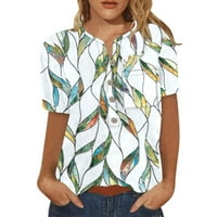 Ženski vrhovi odštampane bluze s kratkim rukavima Casual Women Ljeto Henley T-majice Tuničke majice