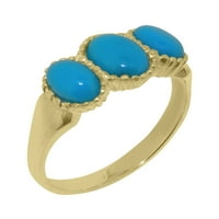 Britanci napravio je 10k žuto zlato prirodni tirkizni prsten za uključivanje žena - Opcije veličine