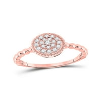 10kt Rose Gold Womens Okrugli dijamantski perlilni krug Klasterski prsten CTTW