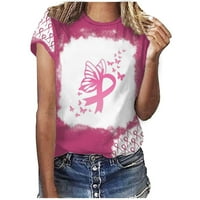 Ženske osnovne majice Loot Fit Cosy Ljetne majice kratkih rukava izbijeljena ružičasta vrpca Tunika