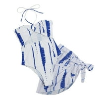 CLLIOS kupaći kostim za žene dva kravata boja za kupanje Criss Cross Tummy Control Halter Monokini kupaći