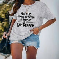 Ženski funky slogani Ispis kratkih rukava ljetni vrhovi posade izrez Osnovna majica za žensko