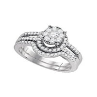 Dijamantna princeza 10kt bijeli zlatni okrugli dijamantski klaster bridalni vjenčani prsten set CTTW