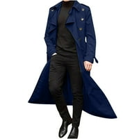 Duga jakna za muškarce, muški kaput slim fit zimska moda Easy Solid Color Topli rever kaput Business