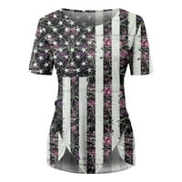 Clearsance Ljetni vrhovi okrugli izrez Ženska bluza Neovisnosti Dan tiskane bluze kratki rukav moda,